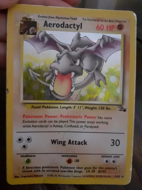 Wizards of the Coast Aerodactyl 1/62 Pokemon Fossil Set Holofoil Card