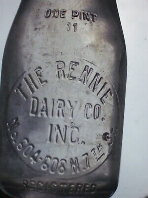 Clear embossed 1 pt. The Rennie dairy co. inc. milk bottle. Richmond, Va.