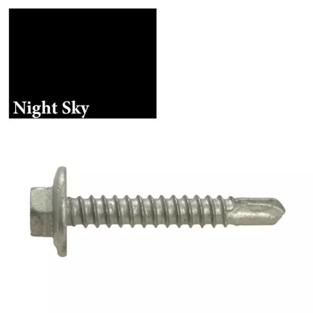 NIGHT SKY / EBONY Hex 10g-16 x 16mm Metal Self Drilling Tek Screw Colorbond