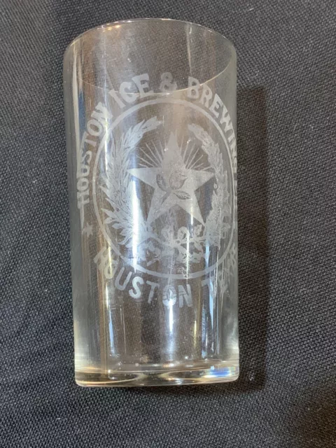 Houston Ice And Brewing Etched Beer Glass, Houston Texas