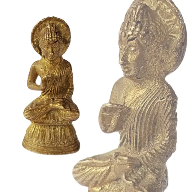 Mini Brass Sitting Statue Blessing Position Chakra Buddha Thai Buddha Amulet
