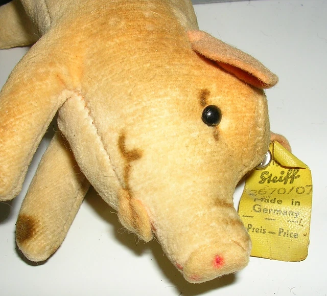 Steiff Brontosaure Vintage 70cm - 1958/59 Avec Bouton D'oreille (Occasion)
