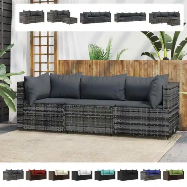 Garten Ecksofa mit Kissen Poly Rattan Gartenmöbel mehrere Auswahl vidaXL