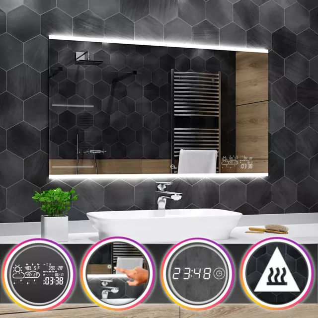 BRASIL éclairé del Miroir salle de bain Station météo Interrupteur anti-buée