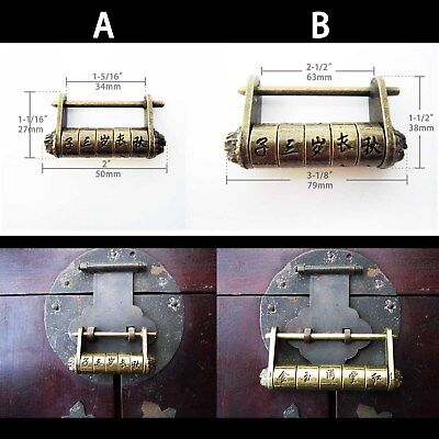 Code Password Lock Retro Antique Chinese Style Wooden Jewelry Chest Box Padlock