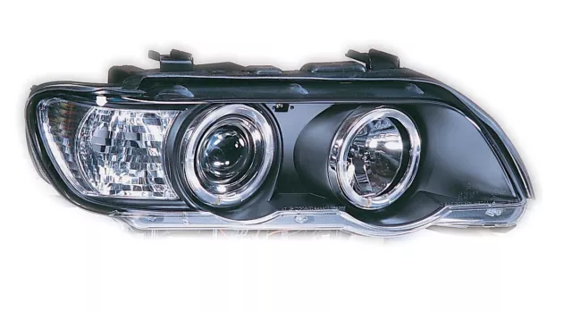 Bmw X5 E53 1998-2003 Black Projector Led Halo Angel Eye Headlights E Marked 2