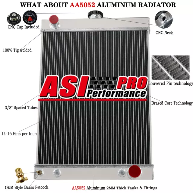 4Rows Aluminum Radiator Fits 1930-1950 1949 Hot Rod Trans Cooler AT