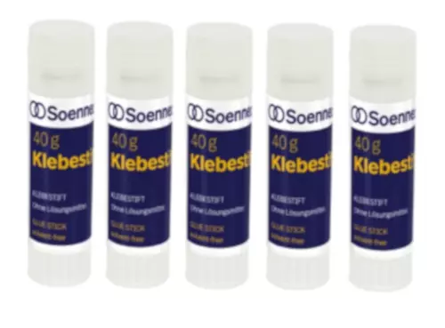 5 x Klebestift 40g Kleber Soennecken Klebstoff Glue Klebestick Leim