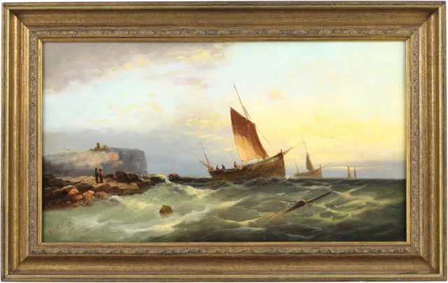 Fischerboote antikes Marineölgemälde William Henry Williamson (1820–1883)