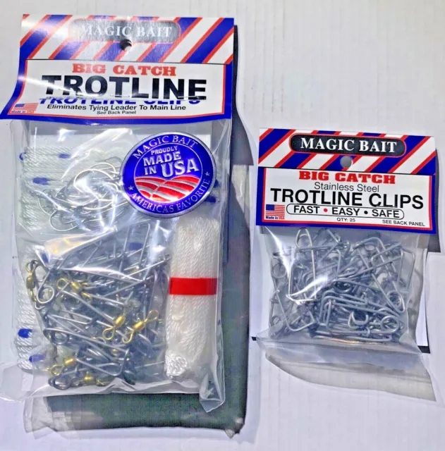 MAGIC BAIT BIG Catch 150 ft. Trotline w/ 25 Stainless Steel Clips CHOOSE  $23.99 - PicClick