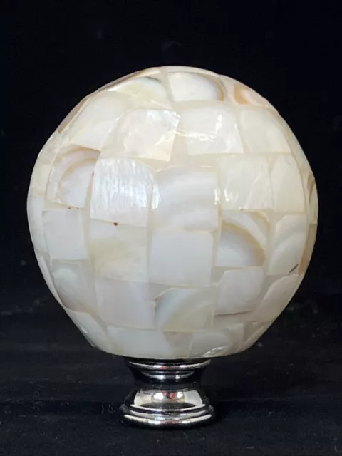 Vintage 2” Replacement Lamp Finial Mosaic Mother of Pearl Round Ball Abalone