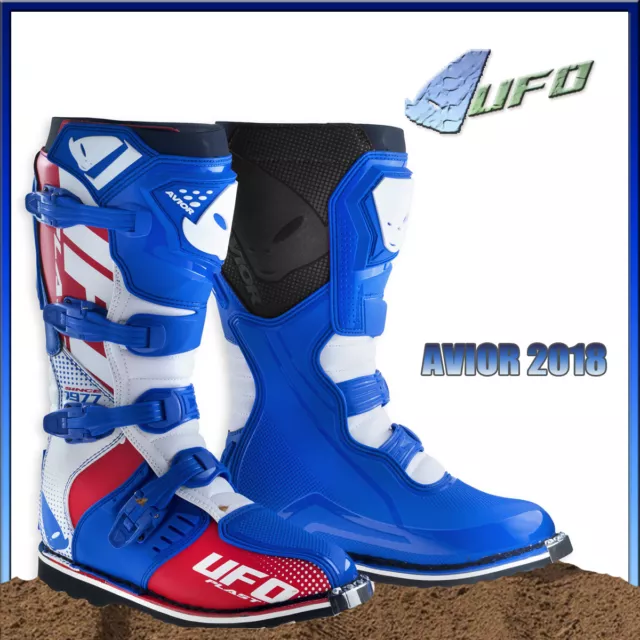 Stivali Motocross Cross Enduro Ufo Plast Avior Boot Rosso Blu Taglia 44