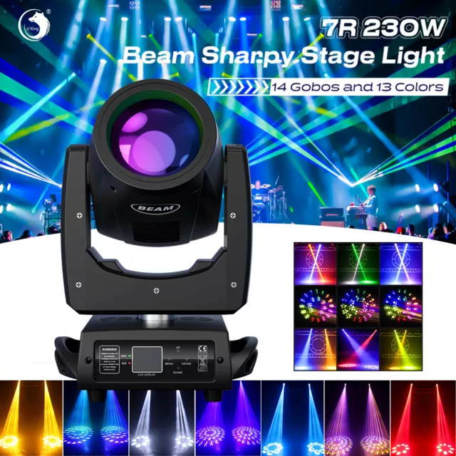 230W 7R Beam LED 14 Gobo Strahl 16 Prisma Moving Head Zoom DMX Bühnenlicht Show