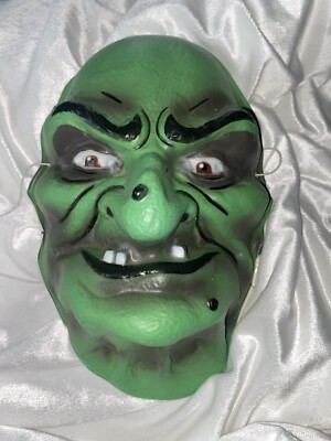 VINTAGE WITCH PLASTIC Halloween Mask 1970s 1980s Green 19.99 PicClick