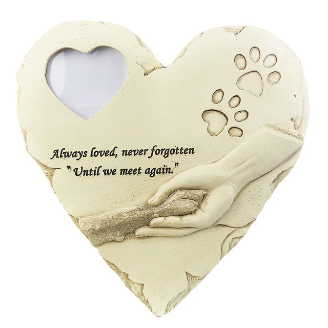 Pet Memorial Stone Cat Dog Headstone Heart Grave for Garden Marker Paw Tombstone