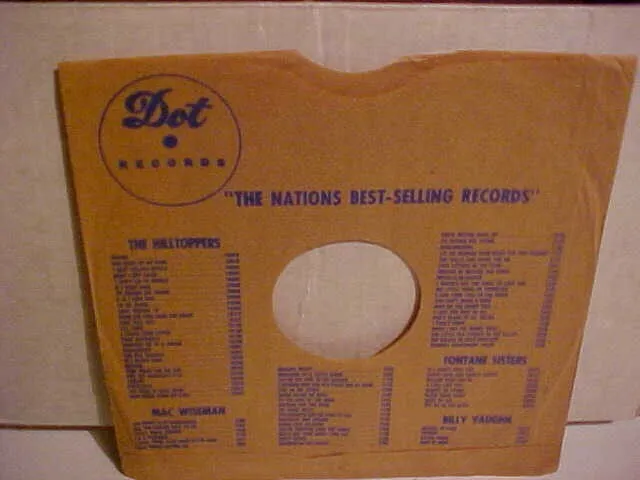 Vintage 10 In. 78 Rpm "Dot" Records Paper Sleeve Only No Record