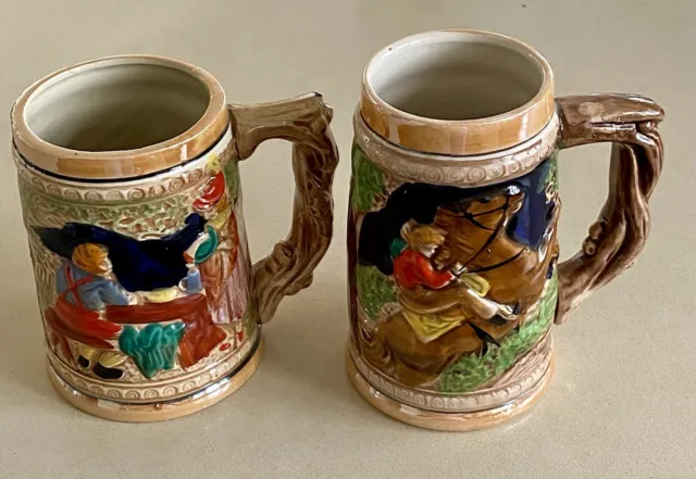 Vintage Japanese Beer Steins x2….Great Condition…12cm & 13.5cm