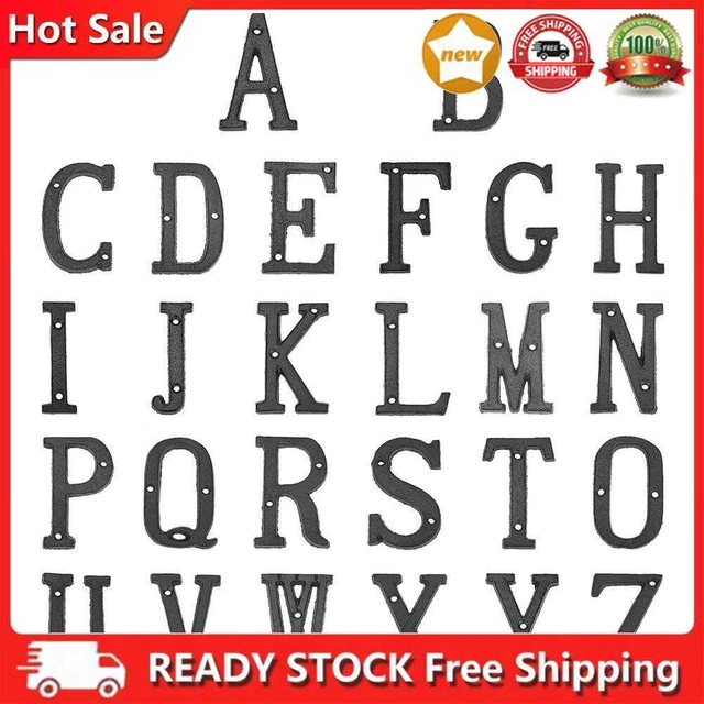 Cast Iron Letters Doorplate Metal Alphabet House Sign Plaque DIY Cafe Wall Decor