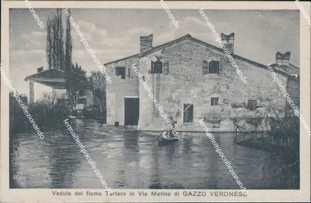 bt130 cartolina veduta del fiume tartaro in via molino di gazzo veronese verona