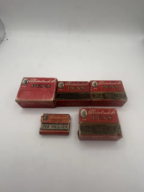 5 Boxes Of Vintage R Esterbrook Dip Pen Nibs, 314, 854 And Jonquil