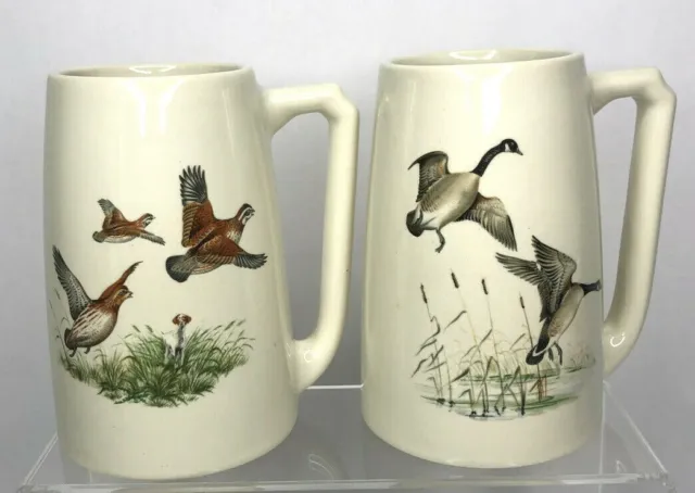 Vintage Hyalyn Pottery Beer Steins Coffee Mugs Set Geese Hunting Hickory NC USA