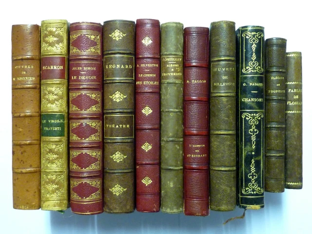 19ème LOT 11 LIVRES RELIÉS LITTÉRATURE POÉSIE THÉÂTRE CHANSONS