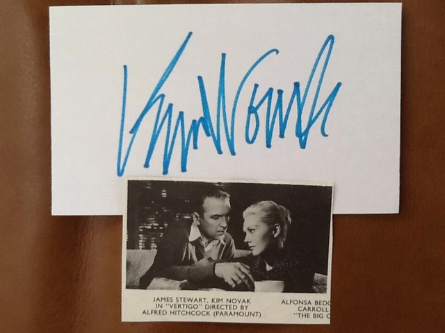 Kim Novak SIGNED Card Photo50s Movie Actress Hitchcock Vertigo Picnic Pal Joey