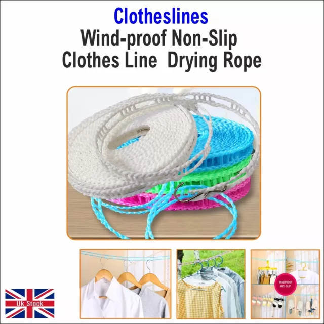Clotheslines Windproof Non-Slip Clothes Line Clothe Drying Rope Portable Outdoor