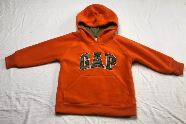 Baby Gap Sweater Hoodie Boy Orange Pockets Logo Comfy Size 2 Years Toddler