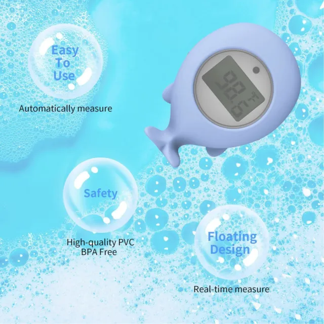 Whale Shaped Baby Bath Tub Water Thermometer Silent Alarm Infant Baby Bath AA