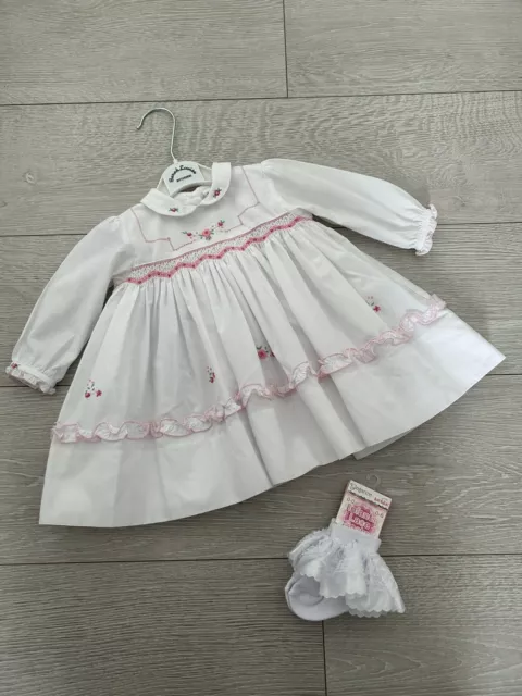 Sarah Louise Baby Girls White Dress Age 6 Months