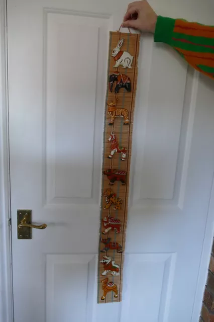 Bamboo & wood hand-painted carved animal wall hanging