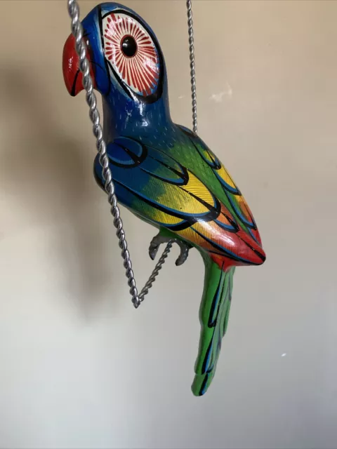 Decor Parrot Lightweight Painted 20" on Hanging Wire Vintage