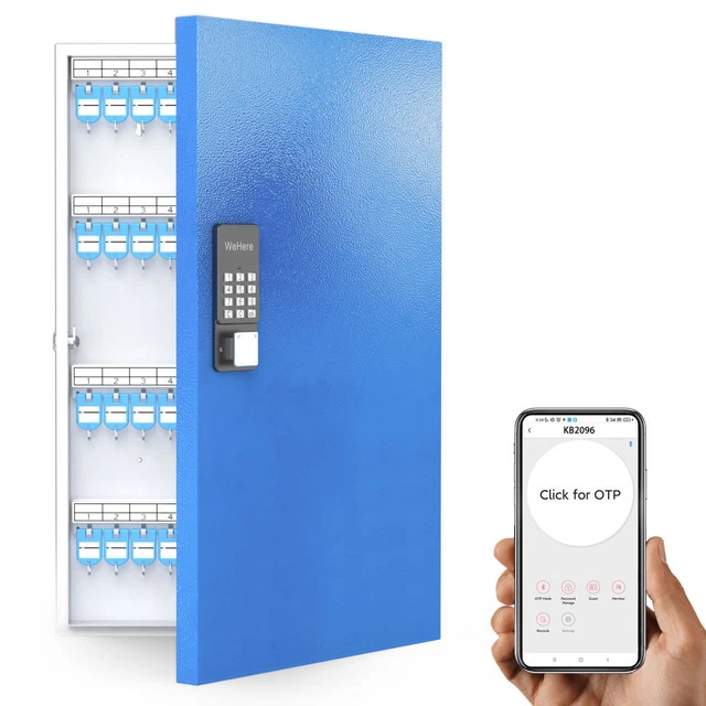 WeHere Key Lock Box (96 Keys) with APP, Steal Large Key Cabinet Wall