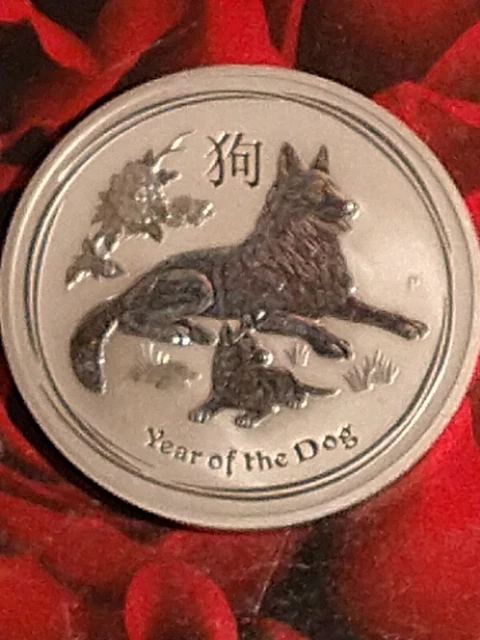 2018 .9999 Fine Silver $1 Year Of The Dog Australia Queen Elizabeth II Portrait