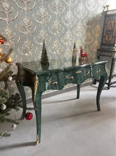 Retro Baroque Rococo Handmade Style Wooden Green Table French Antique Style 2