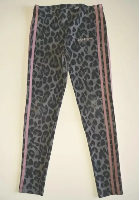 Girls ADIDAS ORIGINALS Leopard Print Full Length Leggings Age 9-10 Years