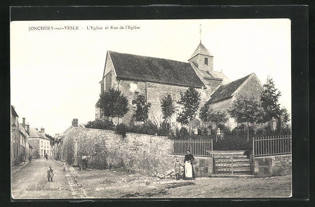 CPA Jonchery-sur-Vesle, L´Eglise et Rue de l´Eglise
