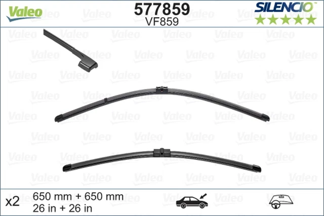 Wischblatt Scheibenwischer SILENCIO FLAT BLADE SET VALEO 577859 für VW 650 vorne