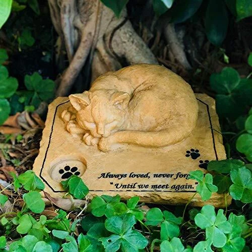 Marcador de piedra conmemorativo de mascotas mildahjoy JHP para piedra de jardín de gato, tumba de gato 3D gato