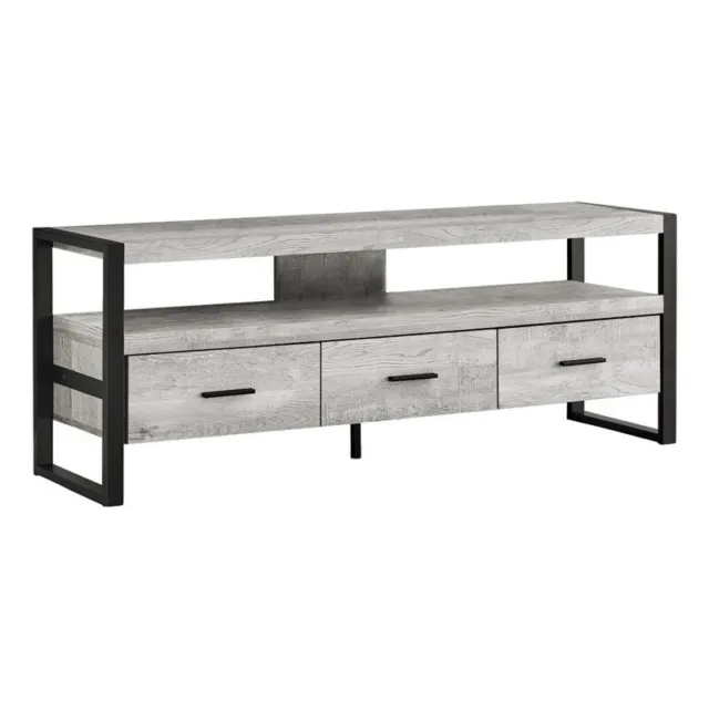 Homesphere Furniture 3 Drawer 60" Industrial TV Stand in Reclaimed Wood Gray