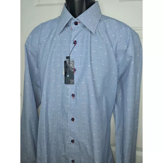 NWT $155 Stone Rose Mens Striped Button-Up Print Shirt 6/2XL