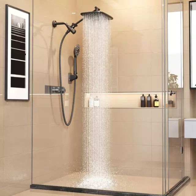 12 Inch High Pressure Rain Shower Head Combo with Extension Arm- Wide Rainfall S
