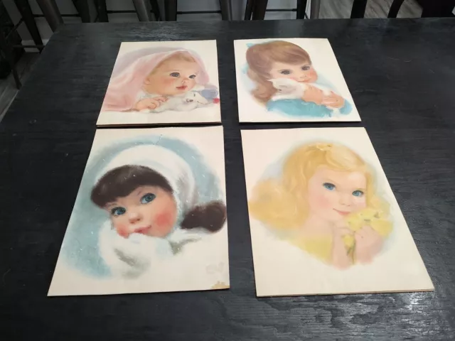 Vtg 1961 Northern Tissue Set of 4 Original American Beauty Girl Prints -Unframed