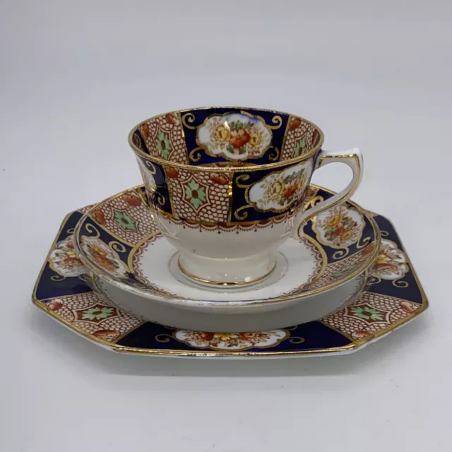 Vintage Royal Stafford Tea Cup Saucer & Square Plate ~ Trio ~ English Bone China 2