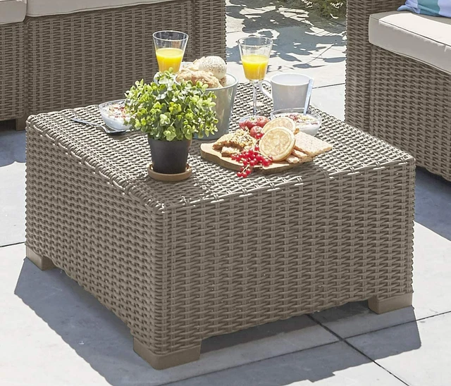 KETER ALLIBERT CALIFORNIA Rattan Outdoor Coffee Table / Stool Garden