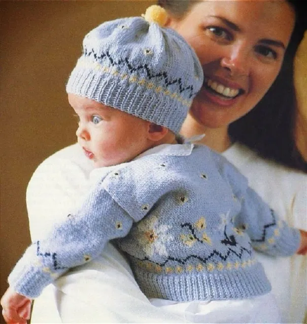Fair Isle jumper and hat knitting pattern 4 ply copy 3 to 6 months