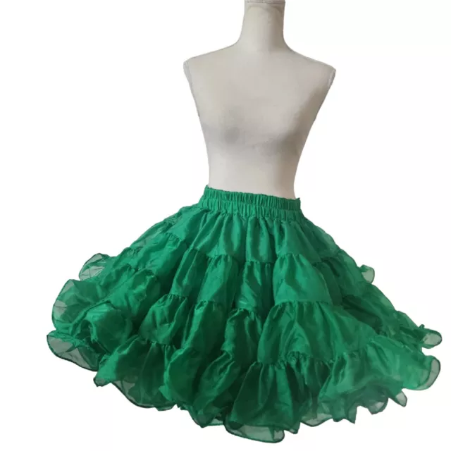 VTG Green Crinoline Petticoat Costume Skirt Tutu M 43" Pettiskirt Shiny