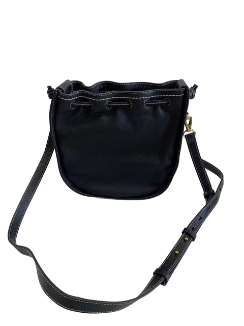 Fossil Palmer Black Goat Leather Drawstring Purse Bag ZB7981001 Adjustable Strap