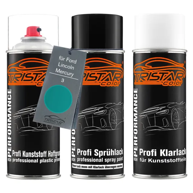 Autolack Spraydosen Set für Kunststoff für Ford Lincoln Mercury 3 Swiss Aqua